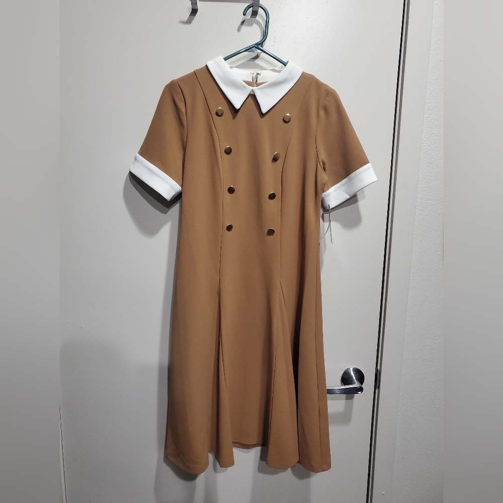 Elegant Tan Shelby & Palmer  Double-Breasted Dress Size 6 NWT